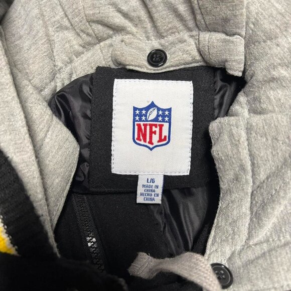 Pittsburgh Steelers Mens L BLack Yellow Snap Up Embroidered Wool Blend Jacket - Picture 3 of 5